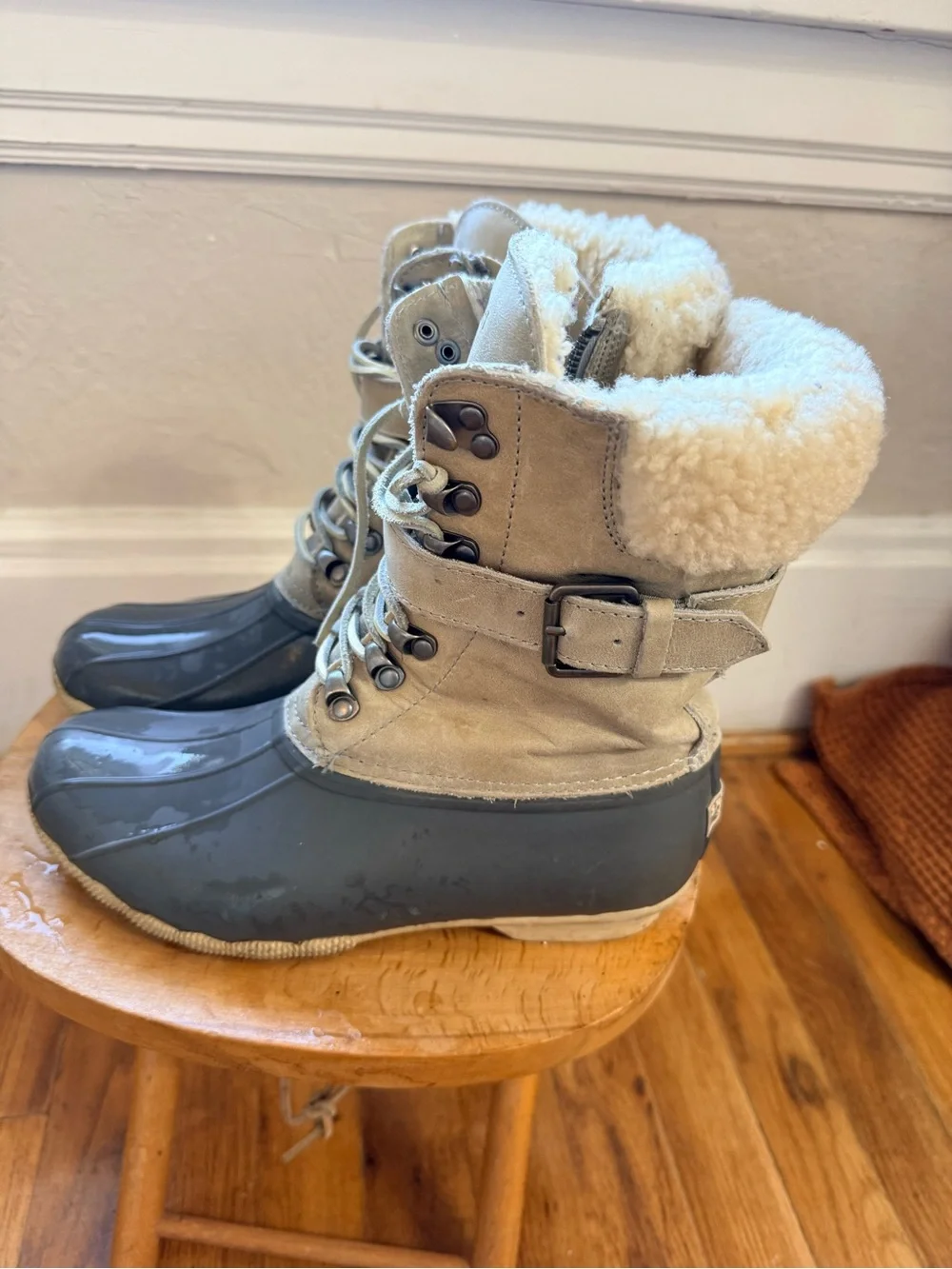 Sperry Two-Tone Grey and Cream Insulated Duck Boots
